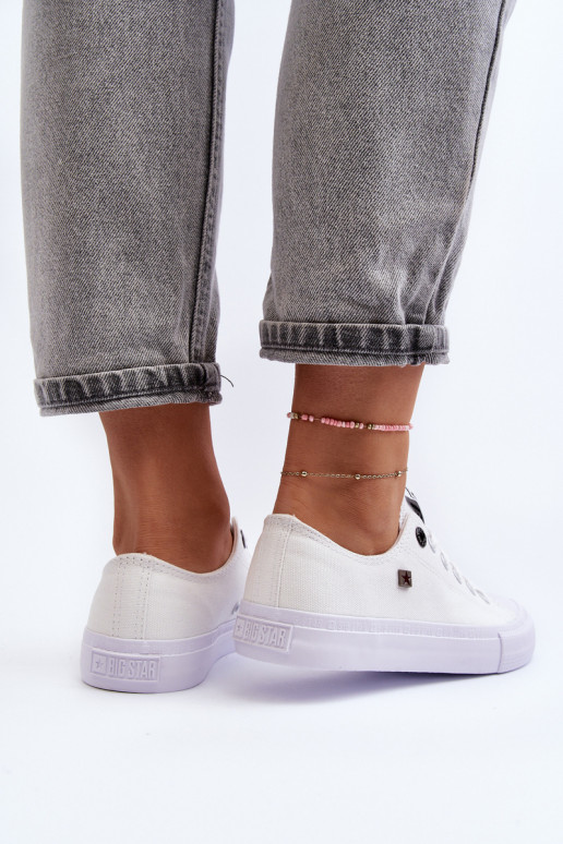 Klassiek model sneakers met platte zolen BIG STAR AA274010 witte kleur