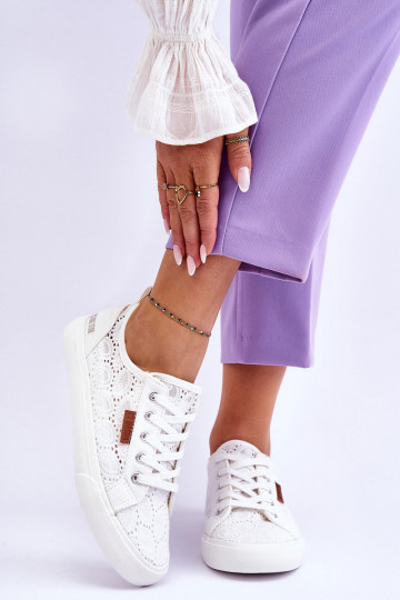 met kantmotieven Sneakers BIG STAR W274925 witte kleur