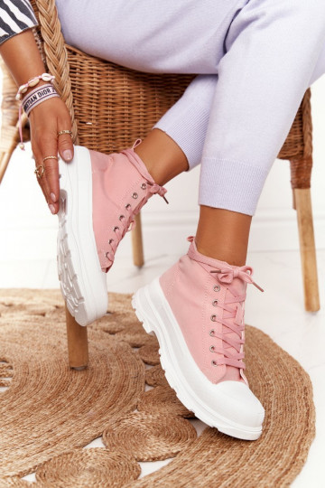 roze Trissy vrijetijdsschoenen met brede zolen
