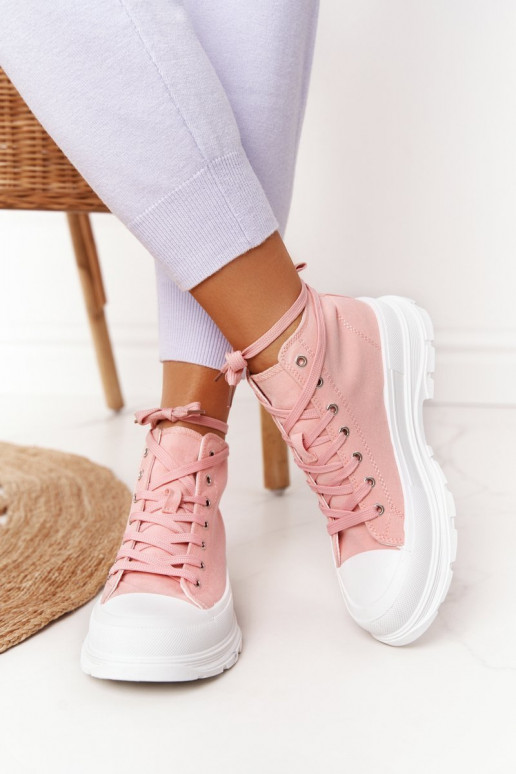 roze Trissy vrijetijdsschoenen met brede zolen