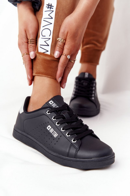 Natuurlijk leren sneakers BIG STAR DD274586 Zwart en zilver