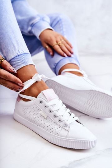 Natuurlijk leren sneakers BIG STAR HH274073 Wit-roze kleur