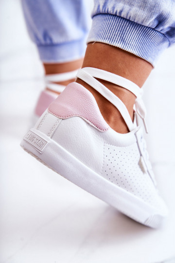 Natuurlijk leren sneakers BIG STAR HH274073 Wit-roze kleur 2