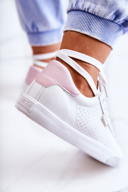 Natuurlijk leren sneakers BIG STAR HH274073 Wit-roze kleur Natuurlijk leren sneakers BIG STAR HH274073 Wit-roze kleur