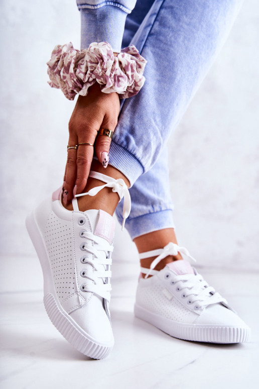 Natuurlijk leren sneakers BIG STAR HH274073 Wit-roze kleur Natuurlijk leren sneakers BIG STAR HH274073 Wit-roze kleur