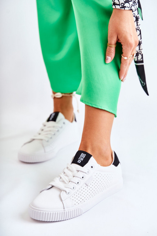 Natuurlijk leren sneakers BIG STAR HH274071 Wit-zwarte kleur