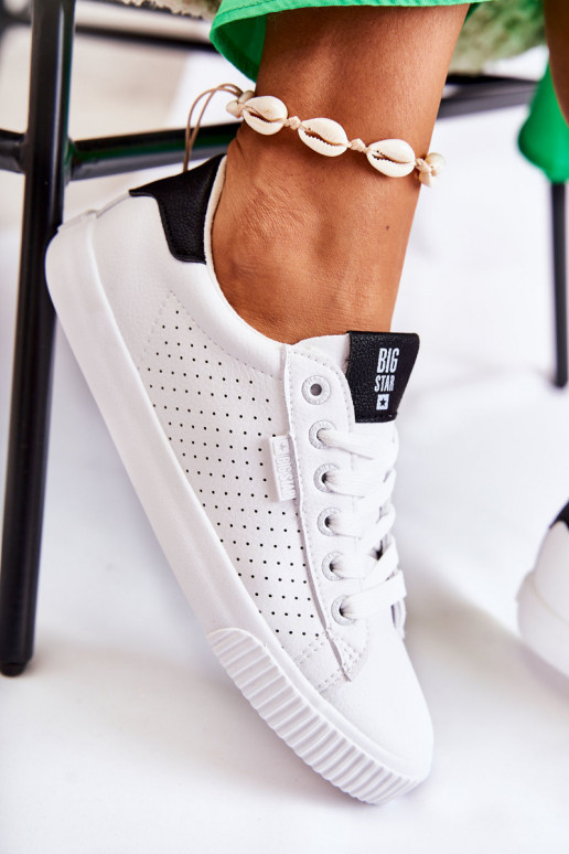 Natuurlijk leren sneakers BIG STAR HH274071 Wit-zwarte kleur