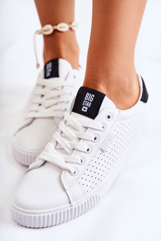 Natuurlijk leren sneakers BIG STAR HH274071 Wit-zwarte kleur