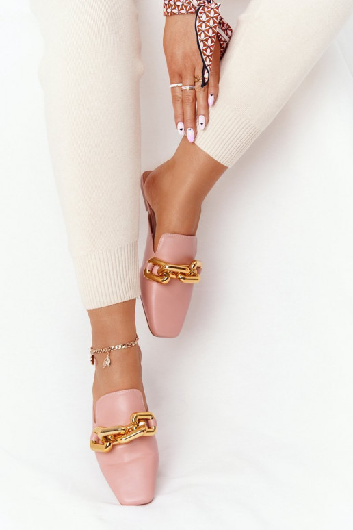 Roze Call On Me pantoffels met kettinghak Roze Call On Me pantoffels met kettinghak