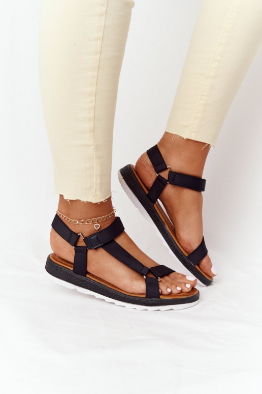 Damessandalen met rubberen zolen in de zwarte kleur Stranger