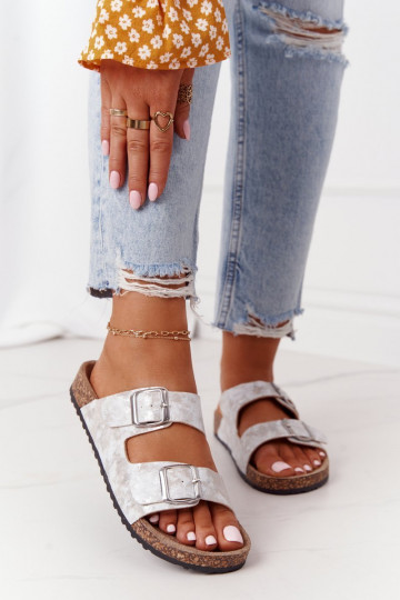 Sandalen met gespen in zilverkleur Vivio