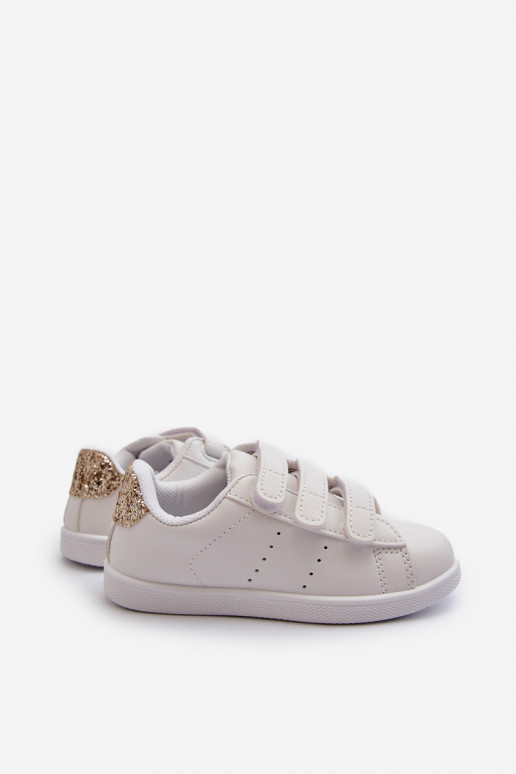 Kindersneakers met zelfklevende sluitingen Wit-goud kleur Cute Girl Kindersneakers met zelfklevende sluitingen Wit-goud kleur Cute Girl