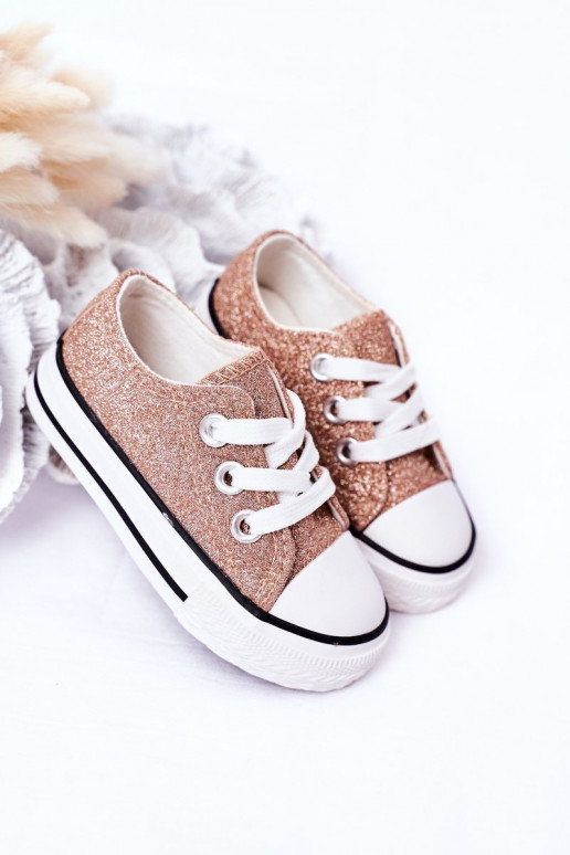 Kindercasual schoenen met glitters in roségouden kleur Bling-Bling Kindercasual schoenen met glitters in roségouden kleur Bling-Bling