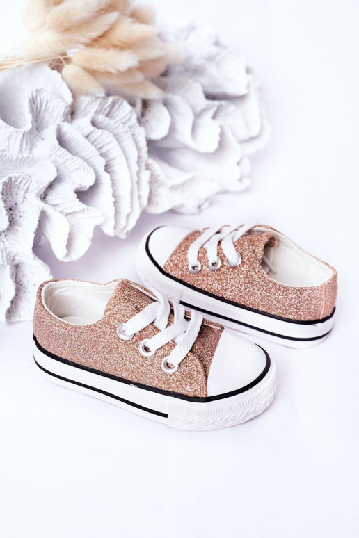 Kindercasual schoenen met glitters in roségouden kleur Bling-Bling Kindercasual schoenen met glitters in roségouden kleur Bling-Bling