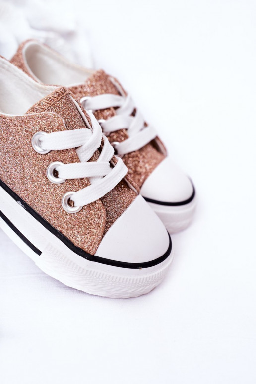 Kindercasual schoenen met glitters in roségouden kleur Bling-Bling Kindercasual schoenen met glitters in roségouden kleur Bling-Bling