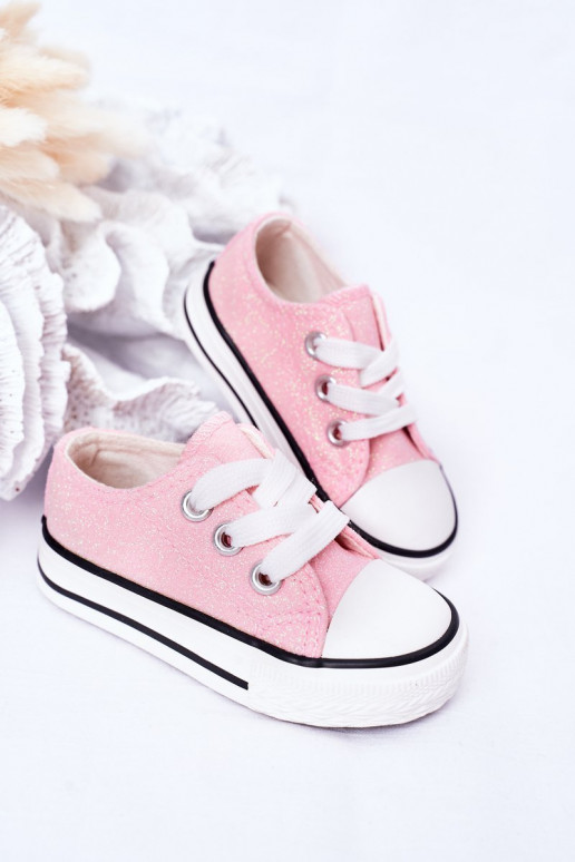 Kindercasual schoenen met glitters in roze kleur Bling-Bling Kindercasual schoenen met glitters in roze kleur Bling-Bling