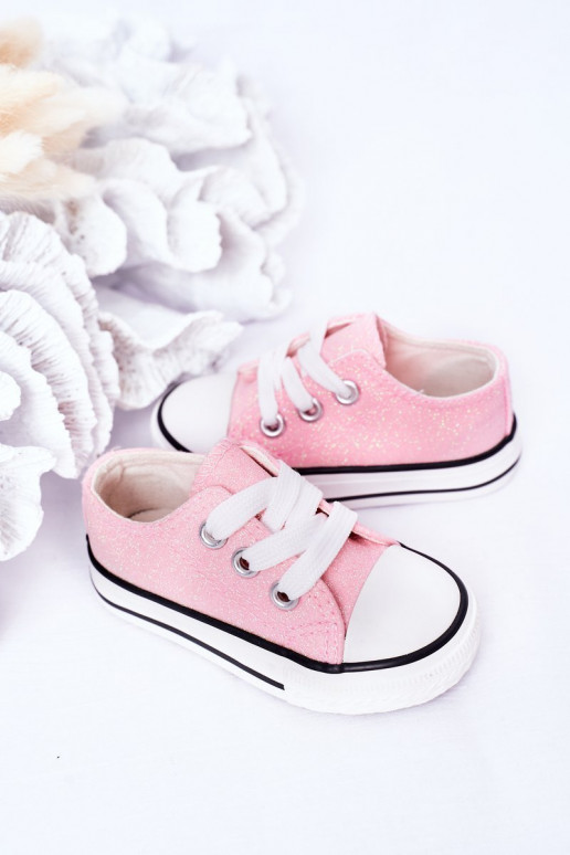 Kindercasual schoenen met glitters in roze kleur Bling-Bling Kindercasual schoenen met glitters in roze kleur Bling-Bling
