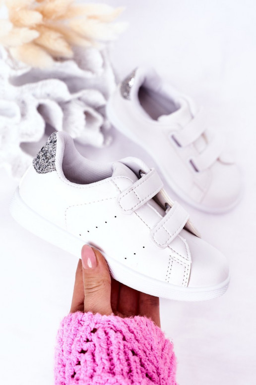 Kindersneakers met zelfklevende sluitingen Wit-zilverkleur Cute Girl