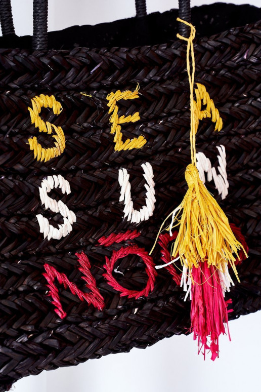 Gevlochten strandhandtas NOBO XK0410 zwart Gevlochten strandhandtas NOBO XK0410 zwart