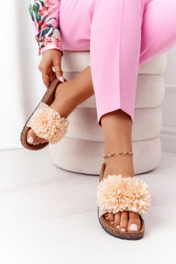 Pantoffels beige Flowerbomb