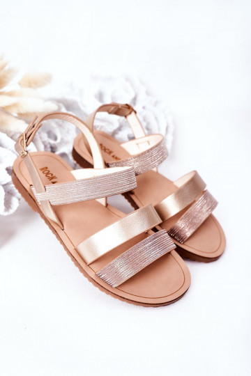 Glanzende kindersandalen in roségouden kleur Natalie