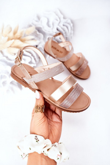 Glanzende kindersandalen in roségouden kleur Natalie 2