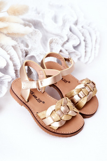 Sandalen voor kinderen met slangenprint in goudkleur Baxlee