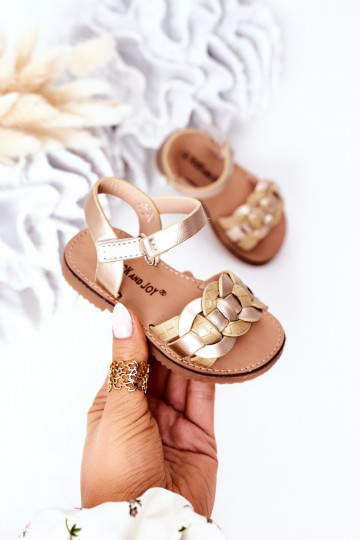 Sandalen voor kinderen met slangenprint in goudkleur Baxlee 2
