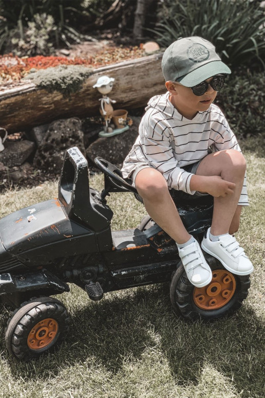 Kindersneakers met zelfklevende sluitingen Wit-zwarte kleur California