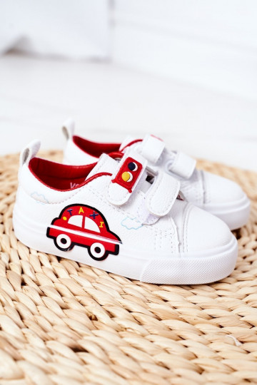 Vrijetijdsschoenen voor kinderen met zelfklevende sluitingen Wit-rode kleur Taxi 2