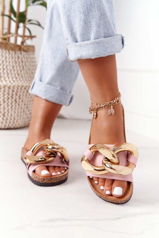 Slippers met kettingen in roze kleur Last Dance Slippers met kettingen in roze kleur Last Dance