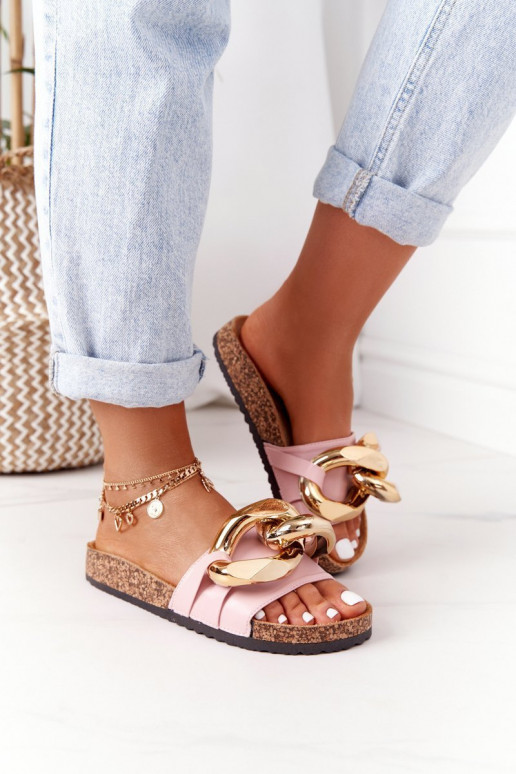 Slippers met kettingen in roze kleur Last Dance Slippers met kettingen in roze kleur Last Dance