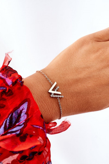 Armband met een kettinkje met fonkelende ogen in roségouden kleur