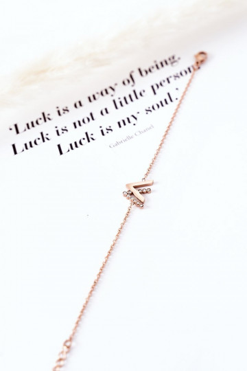 Armband met een kettinkje met fonkelende ogen in roségouden kleur 2