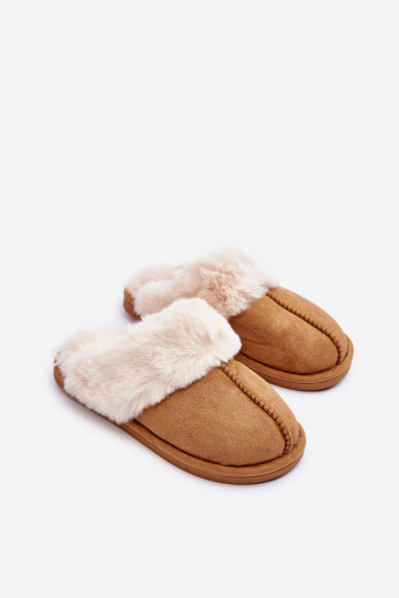 Slippers met bont in de bruine kleur Pinky