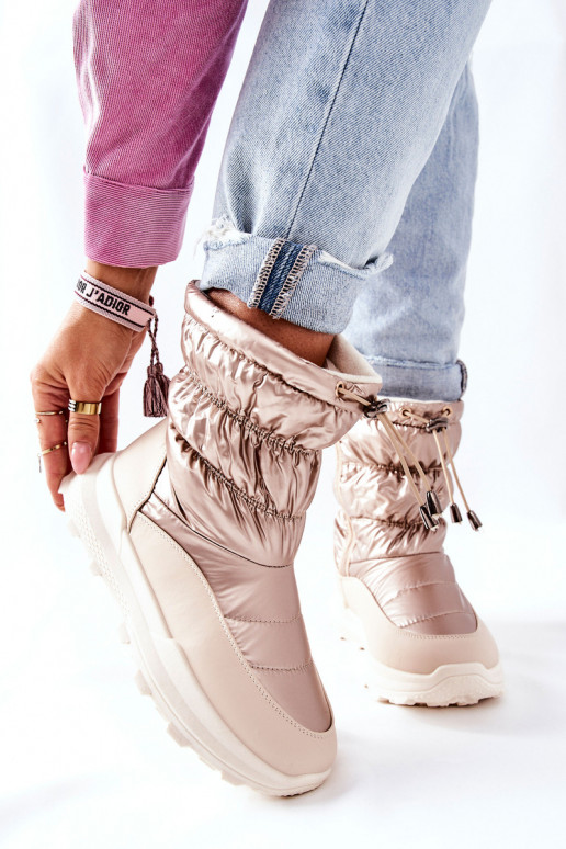 verwarmde snowboots met ritsen in goudkleur Starbone verwarmde snowboots met ritsen in goudkleur Starbone