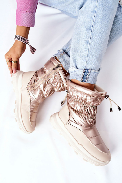 verwarmde snowboots met ritsen in goudkleur Starbone verwarmde snowboots met ritsen in goudkleur Starbone