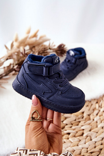 Verwarmde kindersportschoenen in de donkerblauwe kleur Clafi 2