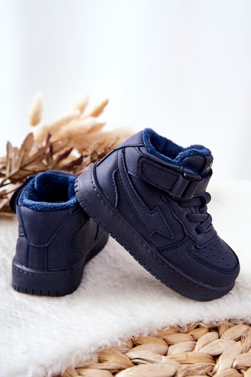 Verwarmde kindersportschoenen in de donkerblauwe kleur Clafi Verwarmde kindersportschoenen in de donkerblauwe kleur Clafi
