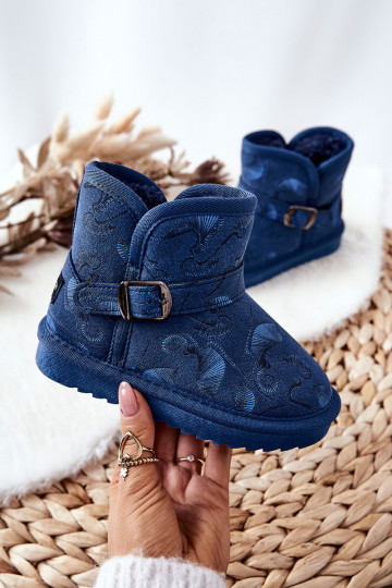 Kinder snowboots met bont in donkerblauw Kawai