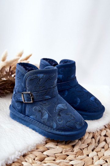 Kinder snowboots met bont in donkerblauw Kawai 2