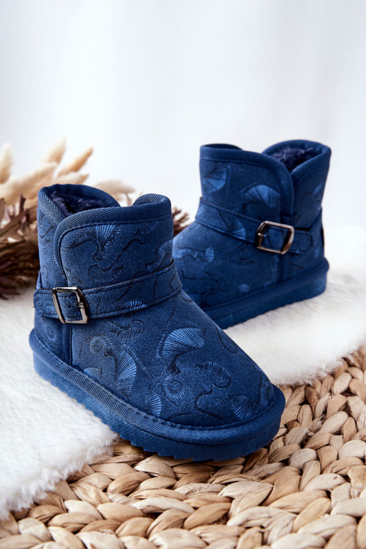 Kinder snowboots met bont in donkerblauw Kawai