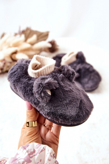 Verwarmde pantoffels met aantreksluiting in de grijze kleur Dessi