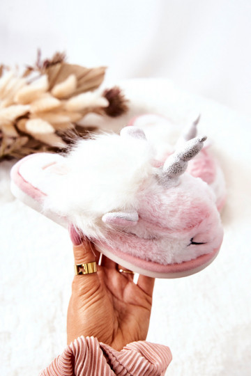 Verwarmde pantoffels Wit-roze kleur Ronee 2