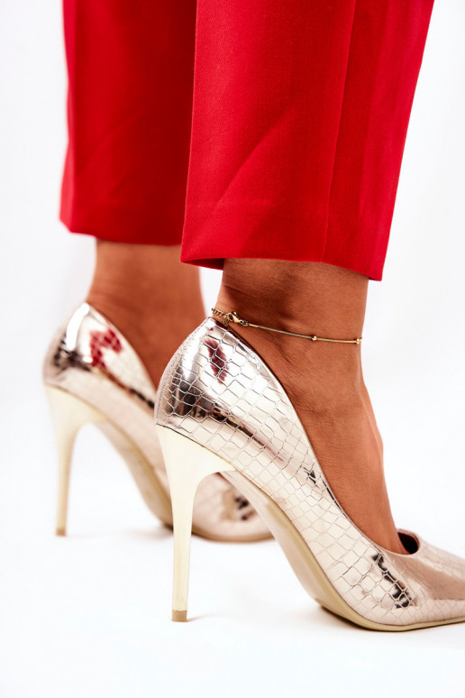 Tissoria hoge hakken met gouden slangenprint Tissoria hoge hakken met gouden slangenprint