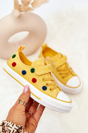 Vrijetijdsschoenen voor kinderen met zelfklevende sluitingen BIG STAR JJ374056 gele kleur