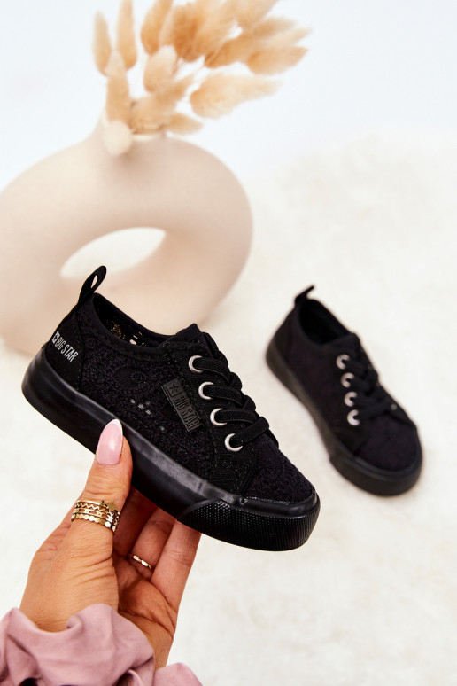 vrijetijdsschoenen met opengewerkte elementen Big Star JJ374133 zwarte kleur vrijetijdsschoenen met opengewerkte elementen Big Star JJ374133 zwarte kleur