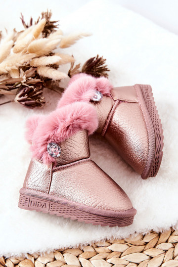 verwarmde snowboots met bont in roze kleur Bessie 2