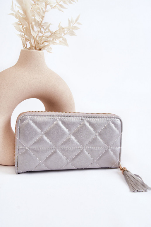 Grote gestikte portemonnee zilver Jeffrey Grote gestikte portemonnee zilver Jeffrey