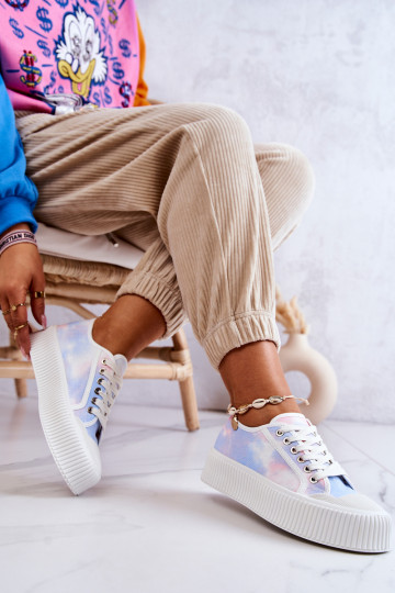 blauwroze Mischa sneakers met platte zolen en platform 2